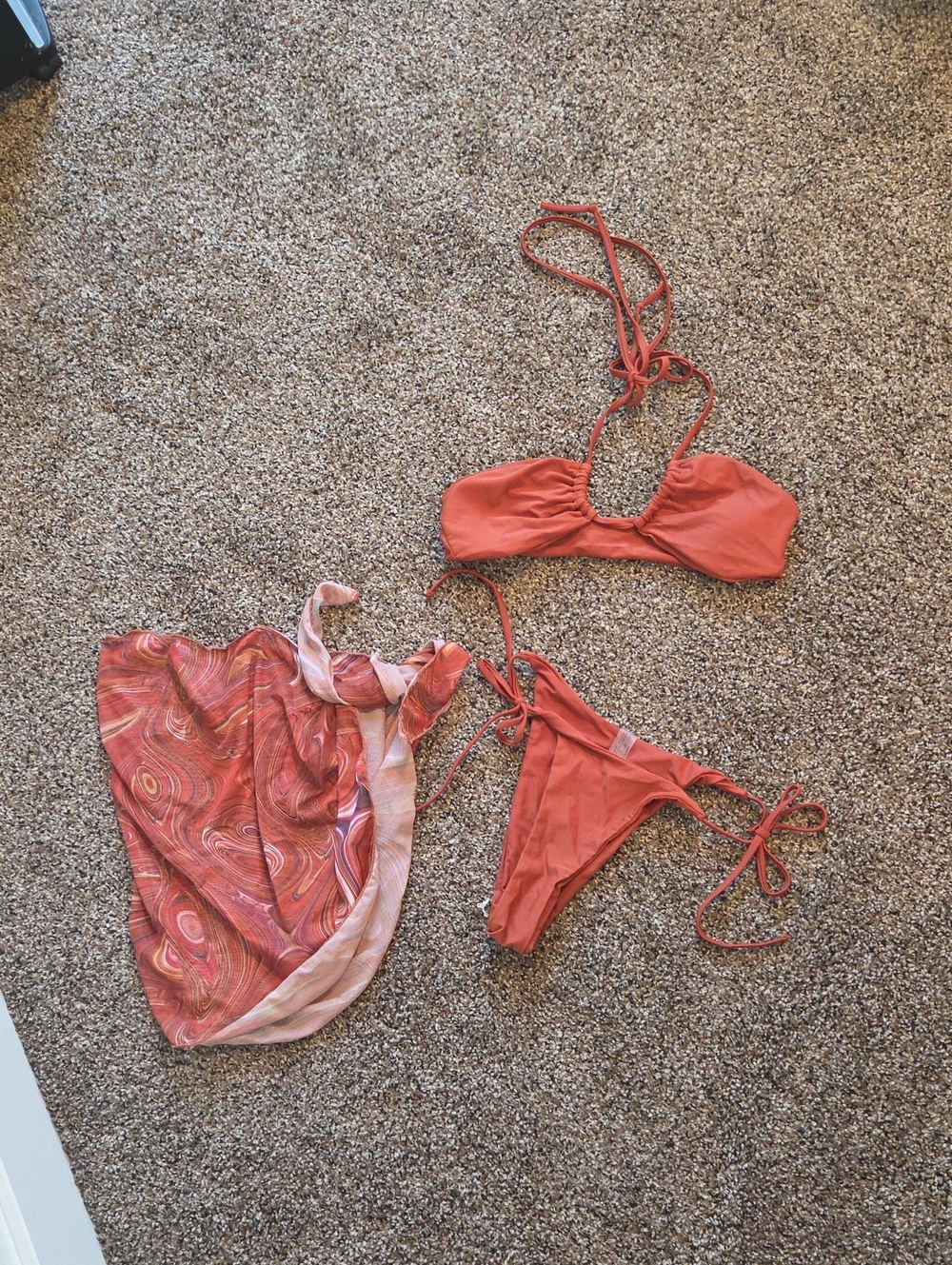 Tie-Side Bikini Set with Coordinating Sarong
